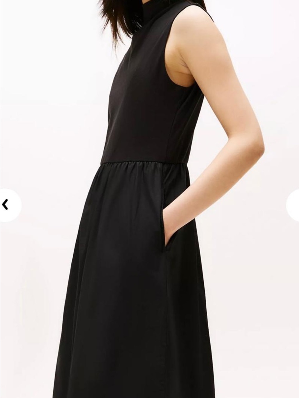 Tommy Hilfiger Black Sleeveless Midi Dress with High Neck
